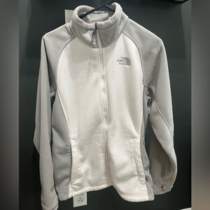 Women’s White and Grey Full Zop North Face fleece